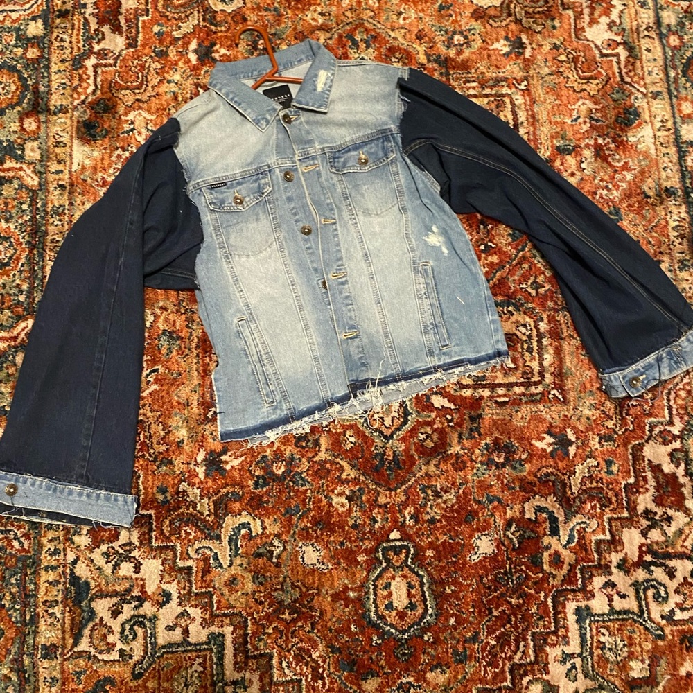 Denim Jacket with Dark Sleeves